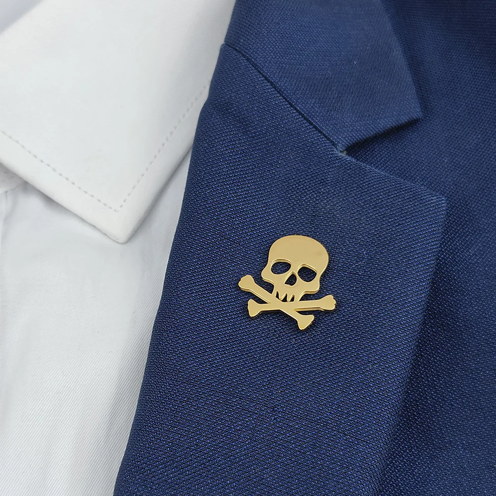 Мужская брошь в виде черепа на лацкан пиджака