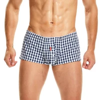 puimentiua men plaid short boxer soft cotton panties pant male vertical striped underwear comfortable ropa interior hombre brief