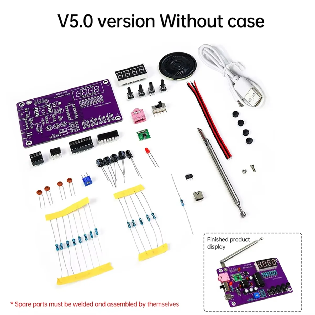 ABNJ Многофункциональное радио DIY Kit 87-108 МГц FM Регулируемый радио DIY модуль Светодиодный цифровой дисплей Регулируемая громкость без корпуса (art.: 3920cfeb47311) - 3920cfeb47311