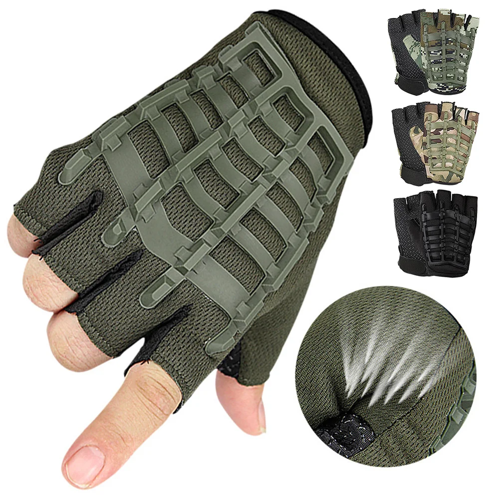 

Fingerless Glove Half Finger Gloves Tactical Military Army Mittens SWAT Airsoft Bicycle Outdoor Shooting Hiking Driving Men New