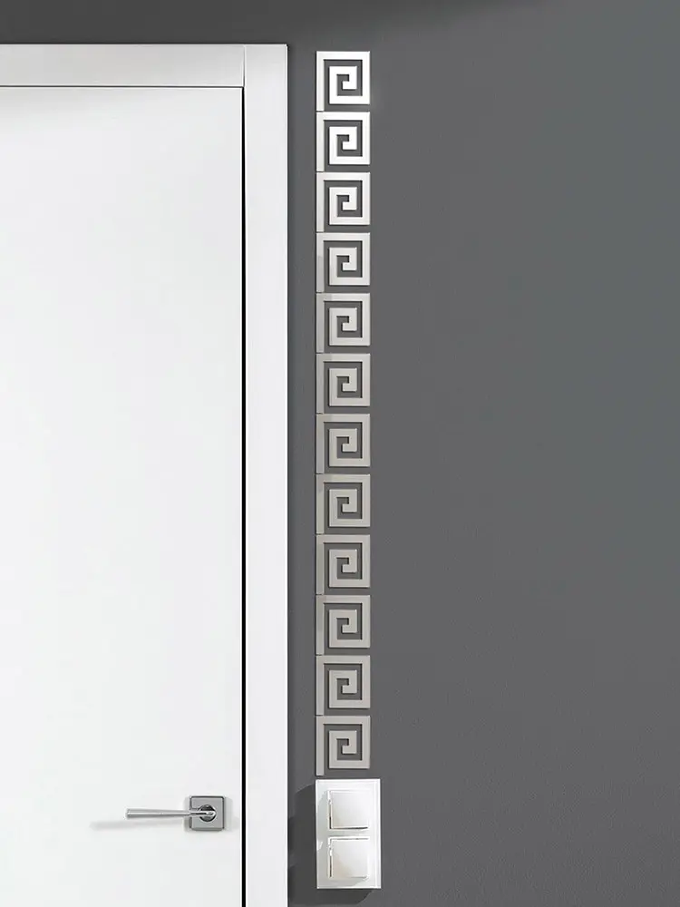 Наклейки на стену Ваша Светлость из зеркального акрила Меандр 12 штук в комплекте