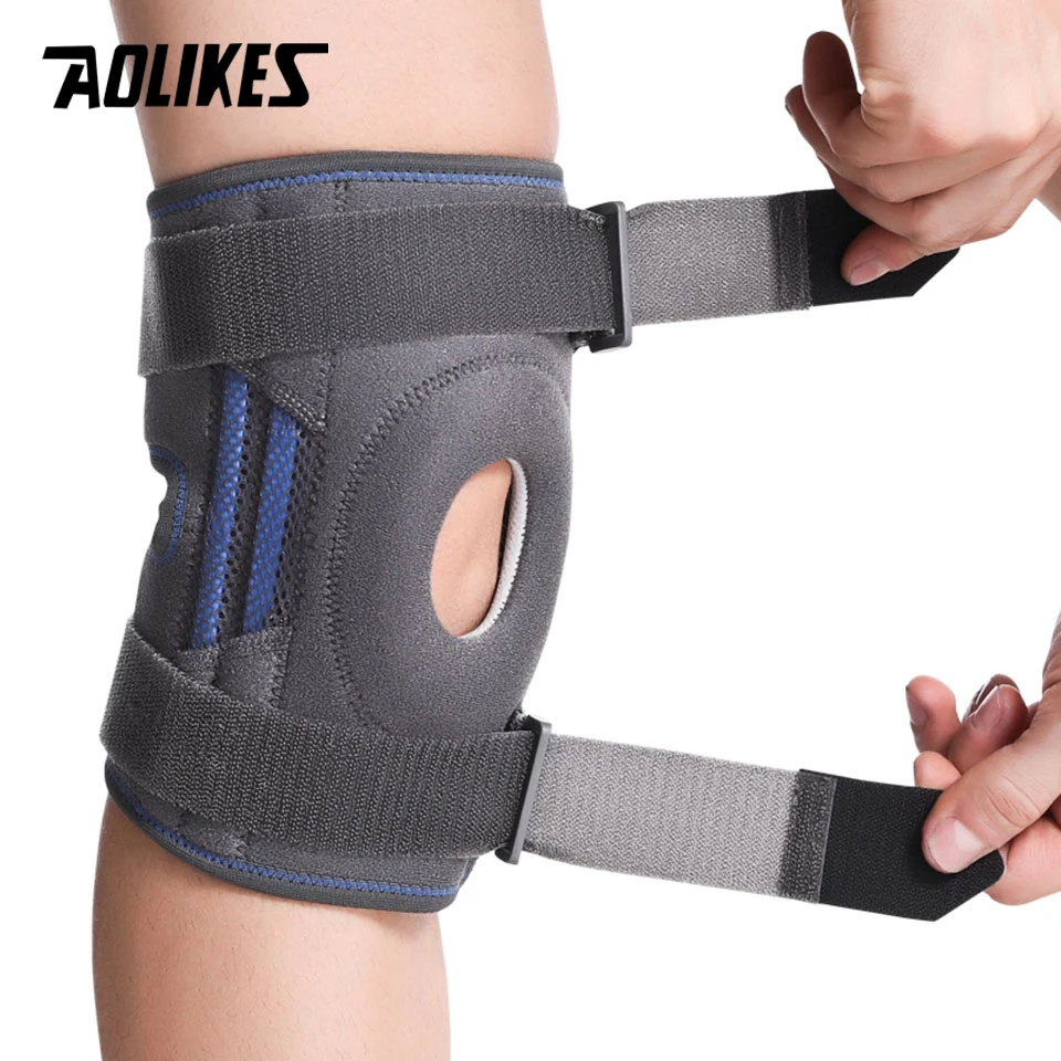 

1 Pair Knee Joint Brace Support Adjustable Breathable Knee Stabilizer Kneepad Strap Patella Protect Orthopedic Arthritic Guard