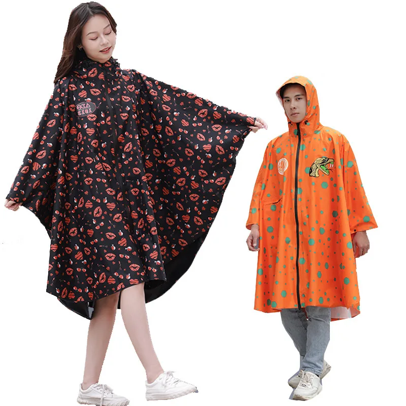 

Orange Raincoats Women Men Waterproof Raingear Camp Rain Coat Trench Poncho Cloak Size XL L