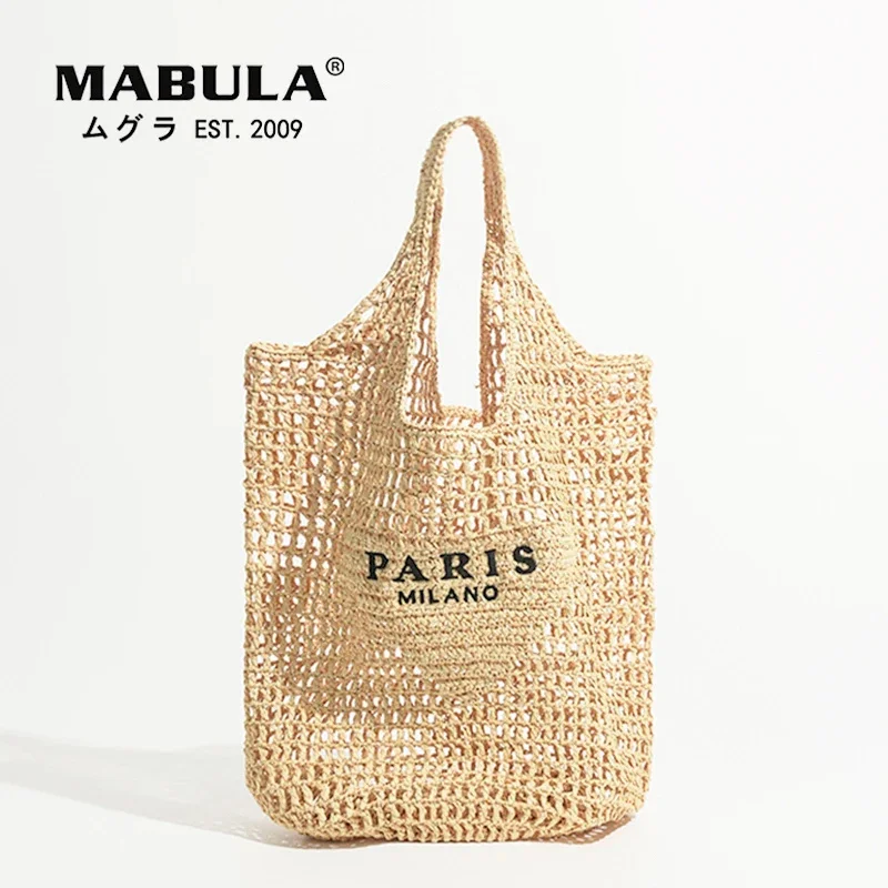 

Luxury Design Women Plaited Raffia Straw Bag Large Capacity Casual Tote Handbag Hollow Summer Beach Vacation Shoulder Bag