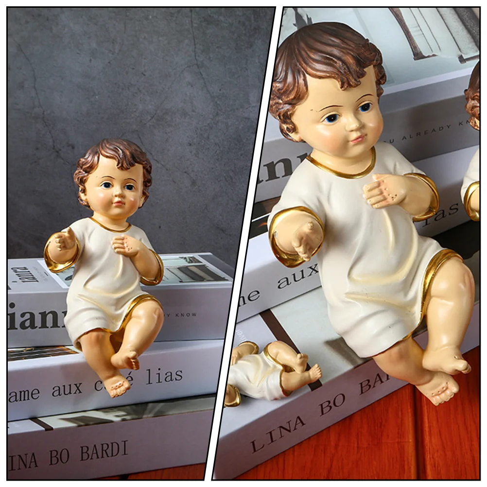 

Religious Holy Child Ornament Resin Saint Baby Adornment Figurine Jesus Statue Church Dinner Table Decor