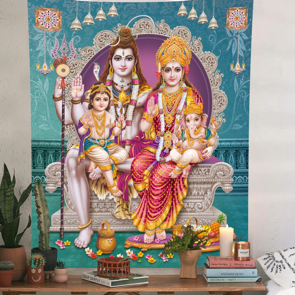 Богемный 3D гобелен индийского бога Тайланд Шива Ганеша Парвати буддизм