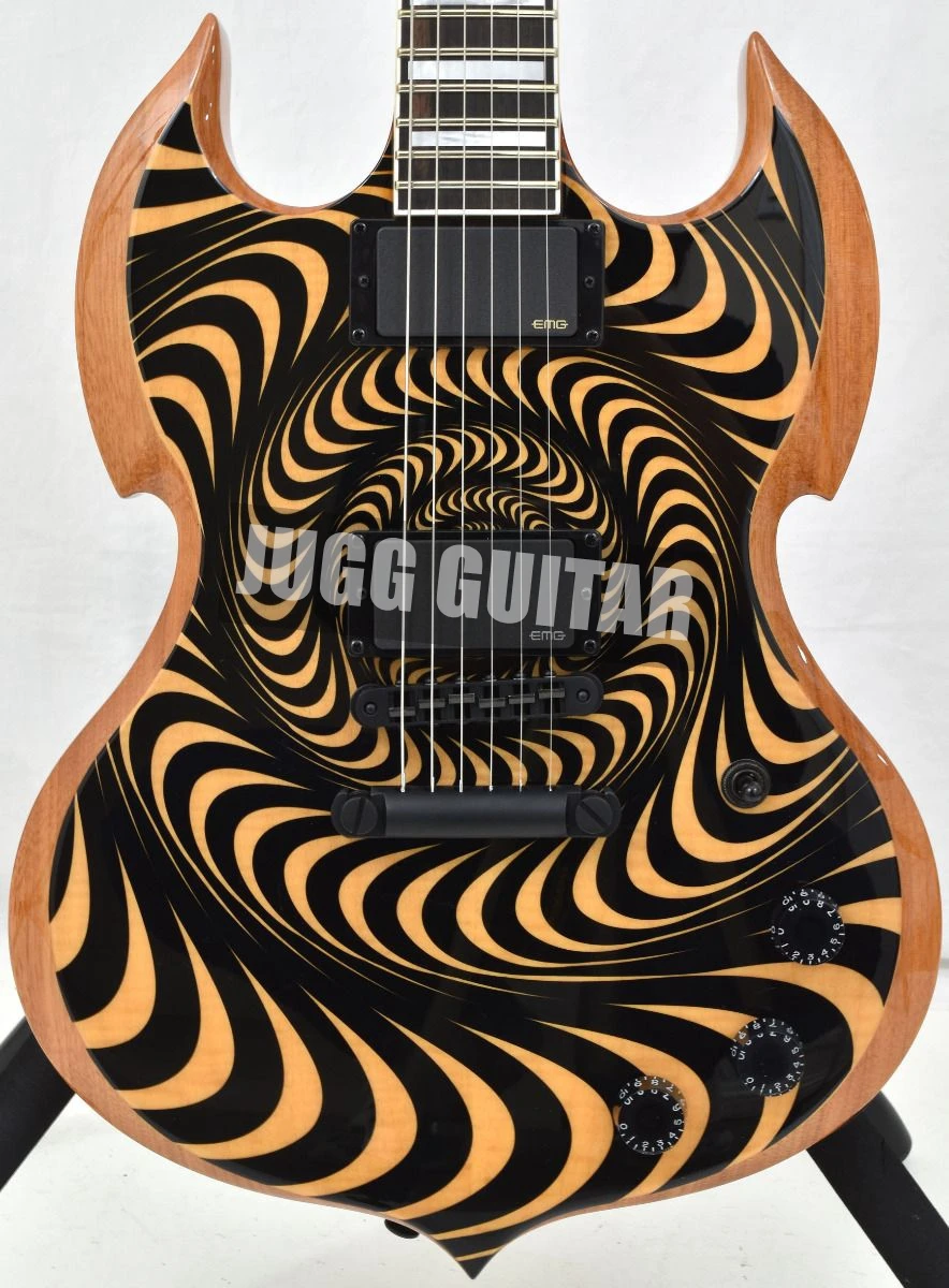 

Wylde Odin Barbarian Rawtop Psychic Bullseye Natural Electric Guitar Double Cutaway SG, Large Blocks Inlay, Grover Tuners