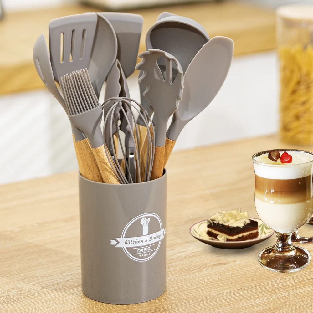 Набор легких силиконовых кухонных инструментов 11 шт. термостойкие кухонные