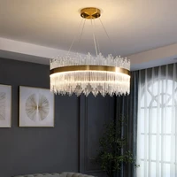 new modern style crystal led chandelier for living room bedroom dining room kitchen pendant lamp gold ring design hanging light