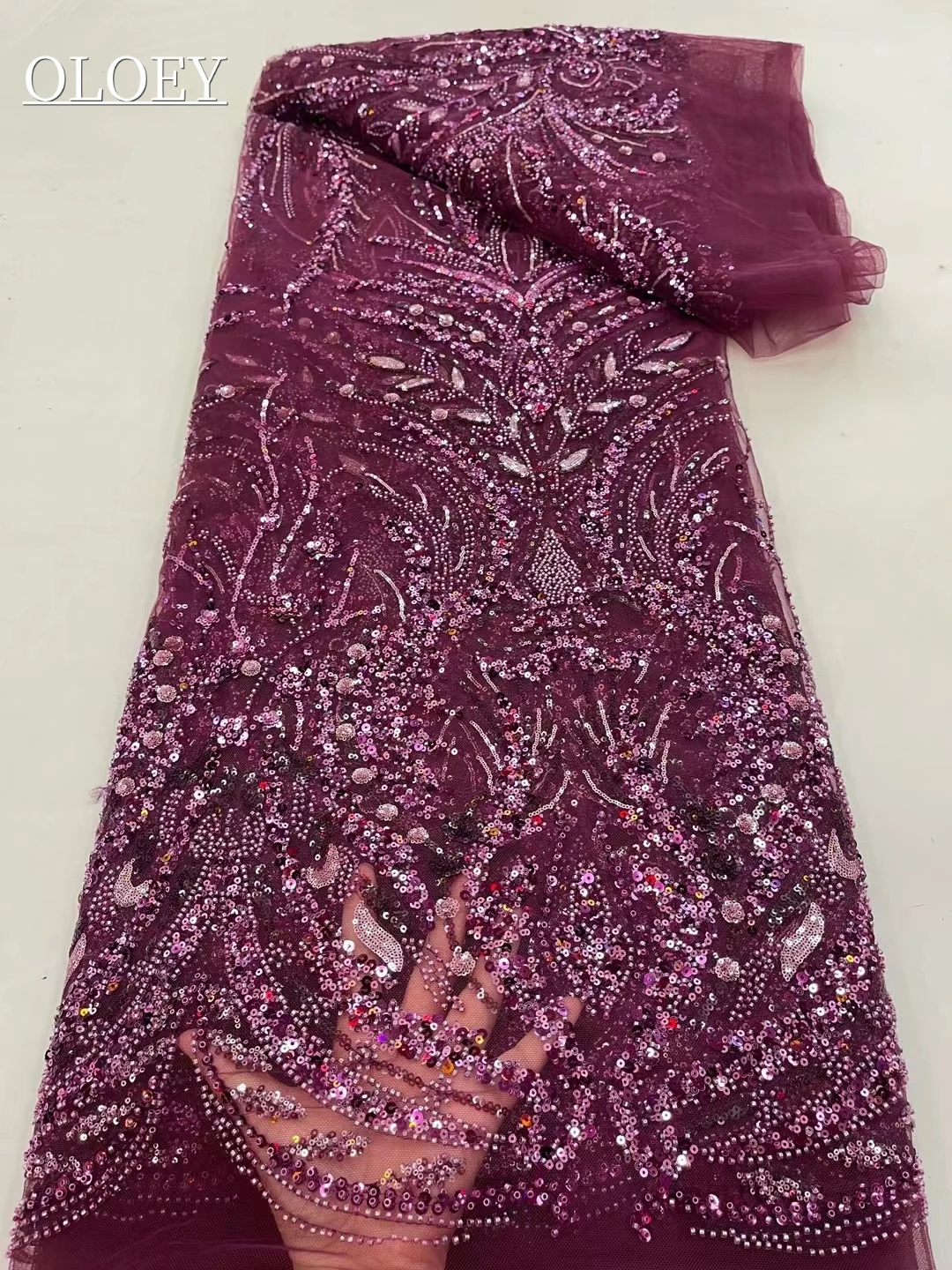 

High-End Luxury French Embroidery Groom Lace Fabric African Nigerian With Sequins Fabric For Wedding Dress