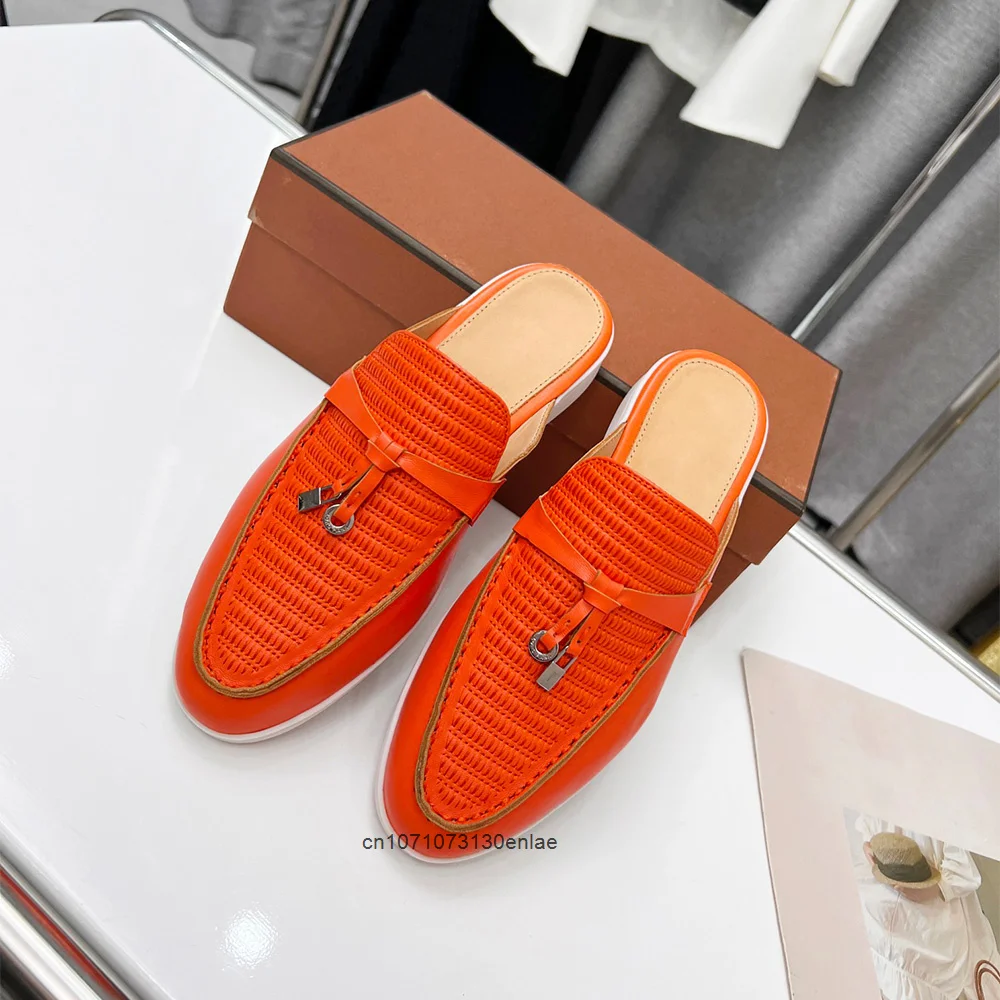 

Итальянские лоферы на плоской подошве для женщин, дизайнерские мюли, брендовые Мокасины, шлепанцы на плоской подошве для прогулок, модные женские туфли большого размера, 2023