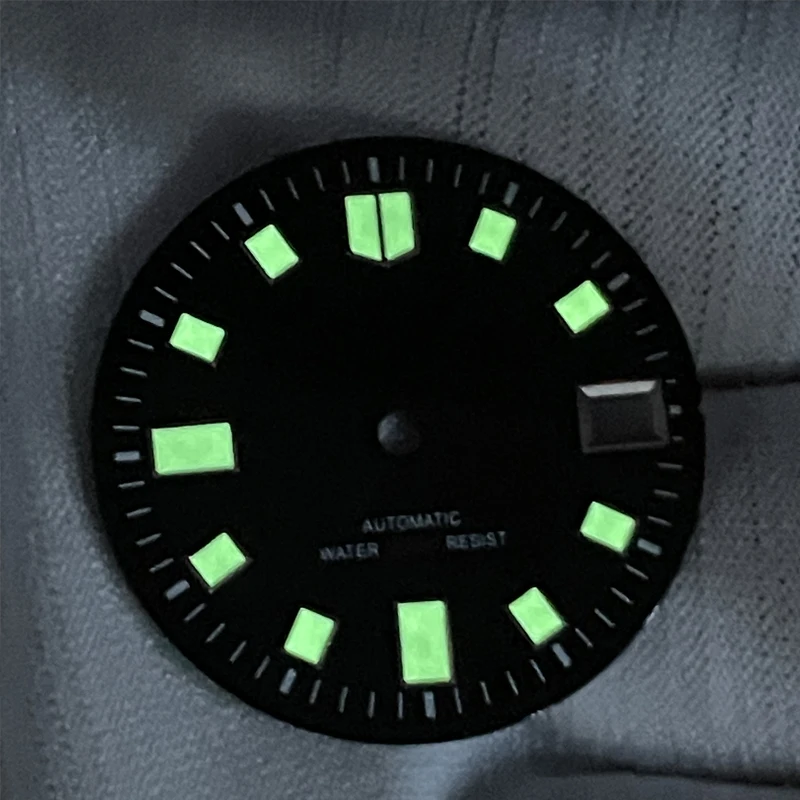New Luminous Sterile Blue Green Black Watch Dial Faces Fit For NH35A NH35 Movement With Date Window