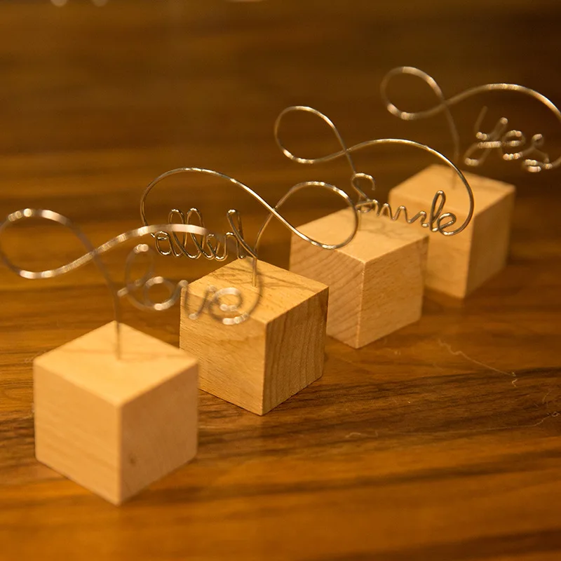 

Metal Words Wood Memo Clips Clamps Stand Card Note Holder Desktop Message Decoration Photo Student Stationery Paper Folder Clip
