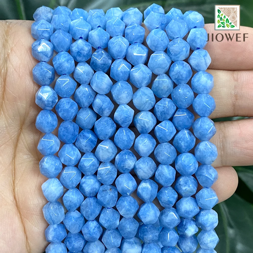 

Faceted Natural Stone Dark Blue Chalcedony Loose Spacer Beads Diy Bracelet Charms Accessories for Making Jewelry 15" Strand 8mm
