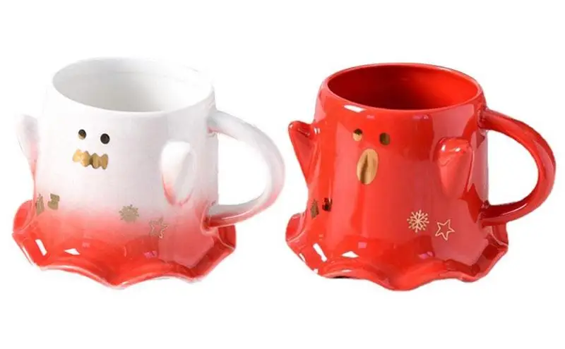 

Christmas Gifts Coffee Mugs Drink Breakfast Coffee Milk Cup Ceramic Chubby Handle Christmas Gift Christmas Holiday Decoration