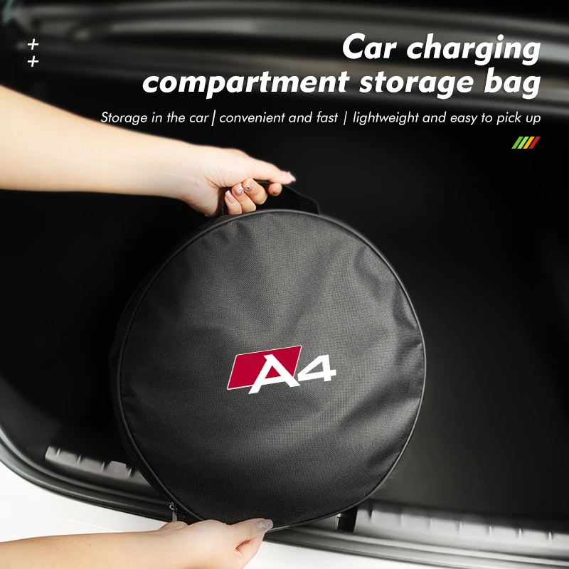 Фото Коробка для хранения зарядных кабелей для автомобилей Audi, портативный органайзер для кабелей, сумка для зарядных устройств A1 A3 A4 A5 A6 A7 A8 Q2 Q3 Q5 Q7 Q8 TT QS5 B6 B7 №3