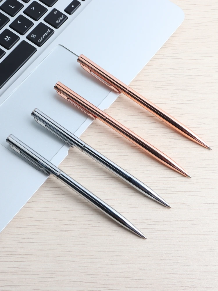 

4 шт. шариковая ручка, вращающаяся стильная металлическая шариковая ручка цвета розового золота, роскошные ручки для школы, офисные принадлежности, чернила для письма 0,7 мм