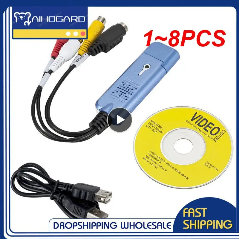 

1~8PCS 2.0 Audio Video Capture Card Adapter VHS to DVD Video Capture for Windows 10/8/7/XP Capture Video