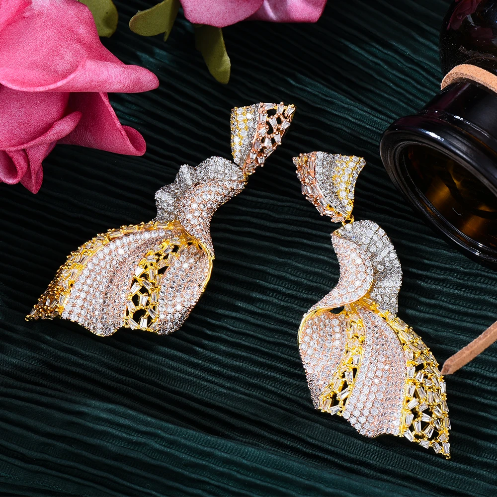 Женские серьги-подвески Siscathy, роскошные ювелирные украшения с кубиками циркона, в арабском стиле, для невесты, банкета, представлений