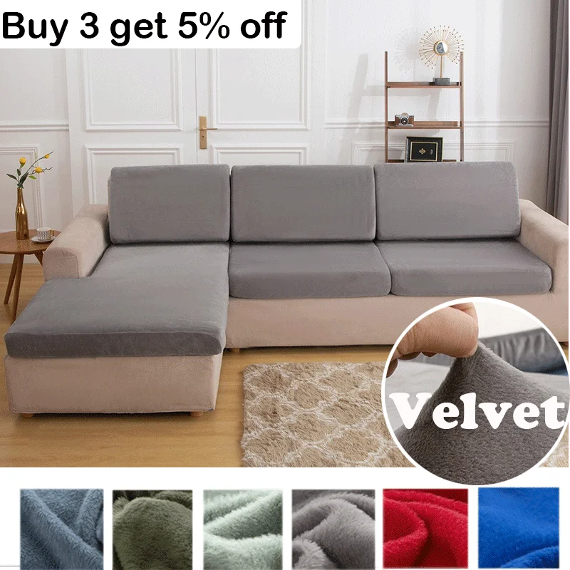

Plush Sofa Seat Cushion Cover Velvet 1 Elastic Protector Covers Washable Removable Sofa Cushion Case for Furniture Protector