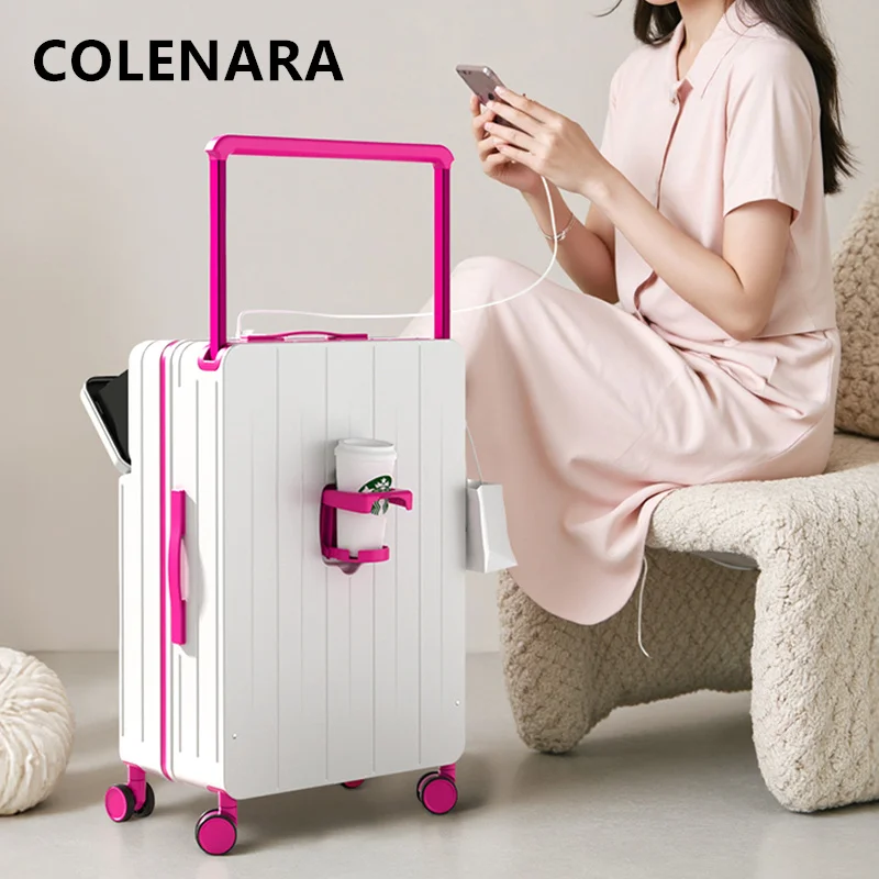 Фото COLENARA Высококачественный чемодан с зарядкой через USB, чехол для посадки, 20 дюймов, 22 дюйма, 24 дюйма, 26 дюймов, с передним отверстием, чемодан на тележке для ноутбука, чемодан для багажа в салоне №5