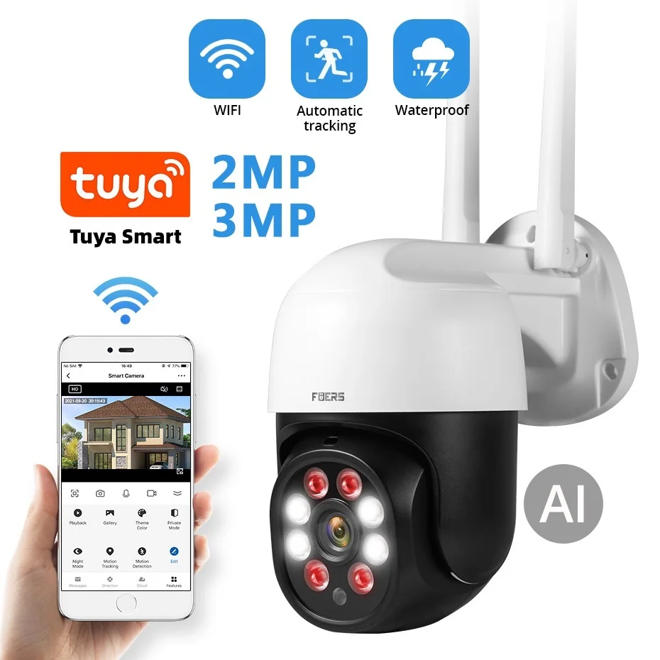 

1080P 3MP IP Camera Tuya Smart Outdoor Home Security Auto Tracking AI Human Detection Camera WIFI CCTV Surveillance Camera