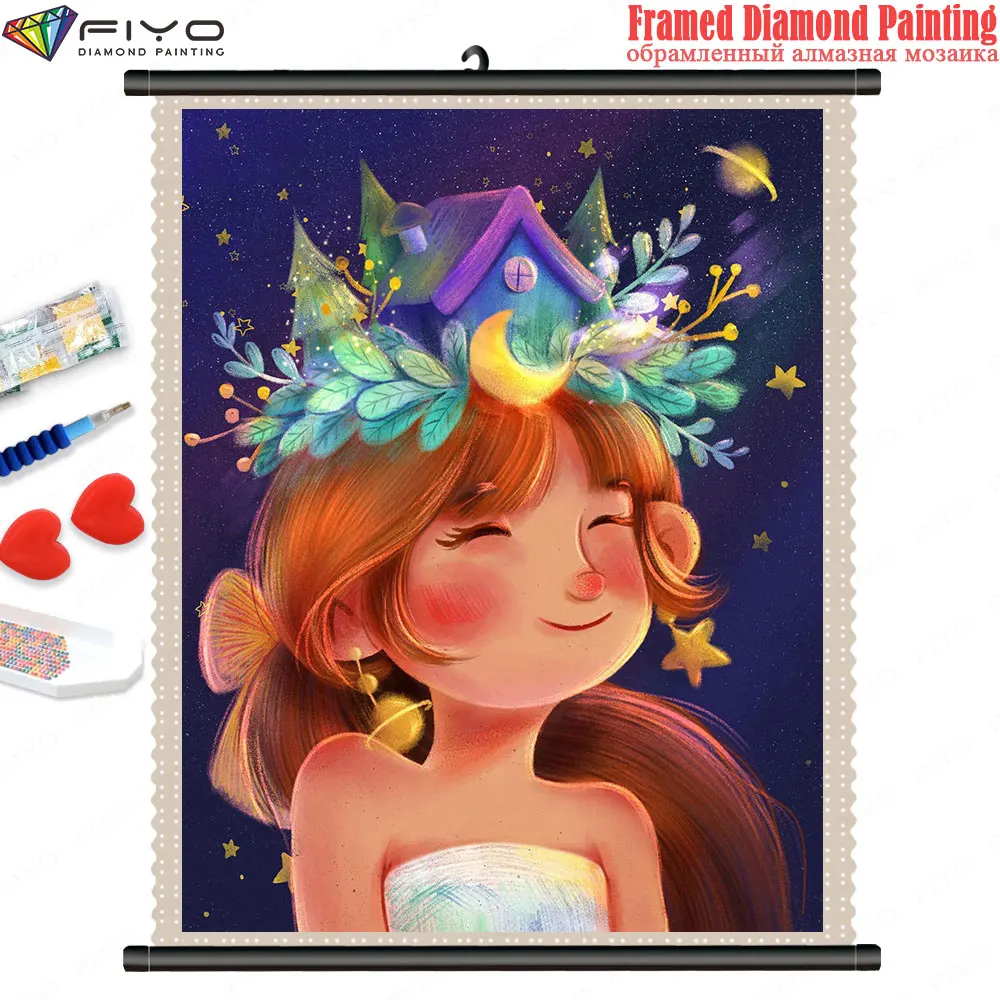 

Алмазная живопись 5D «сделай сам», Сказочная девушка, полная Алмазная мозаика, вышивка с рамкой, наборы для вышивки крестиком, домашний декор...