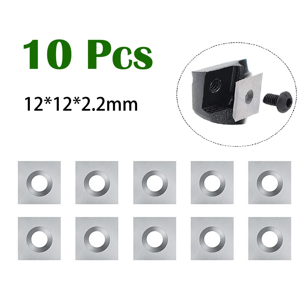 

10Pcs 12x12x2.2mm Square Carbide Inserts Blades TCT Reversible For Woodworking Spiral Planer Cutter Head Lathe Turning Tool