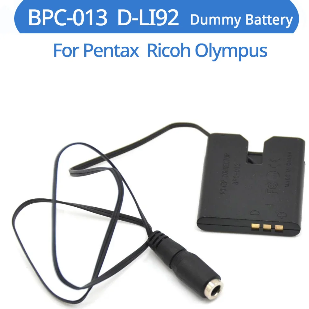 

D-LI92 DLI92 Dummy Battery BPC-013 DC Coupler For Pentax X70 I-10 WG-1 WG-2 WG3 WG4 WG5 WG10 Ricoh WG20 WG30 WG40 RZ10 Cameras