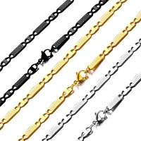 chainpro unisex hip hop flat mariner chain 5mm wide stainless steel18k gold plated link necklace men women jewelry cp932