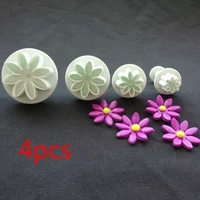 4pcsset daisy flower cookie sunflower plunger cutter fondant cake tool christmas cake decorating tools