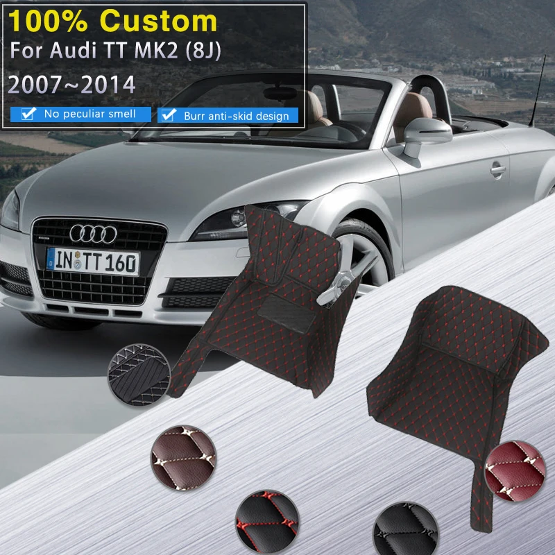 

Car Floor Mats For Audi TT 8J MK2 Roadster 2007~2014 Luxury Leather Mat Auto Rugs Waterproof Carpets Durable Pad Car Accessories