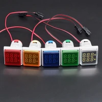 22mm voltmeter ammeter voltage and current dual display table led red yellow blue green and white frequency meter round square