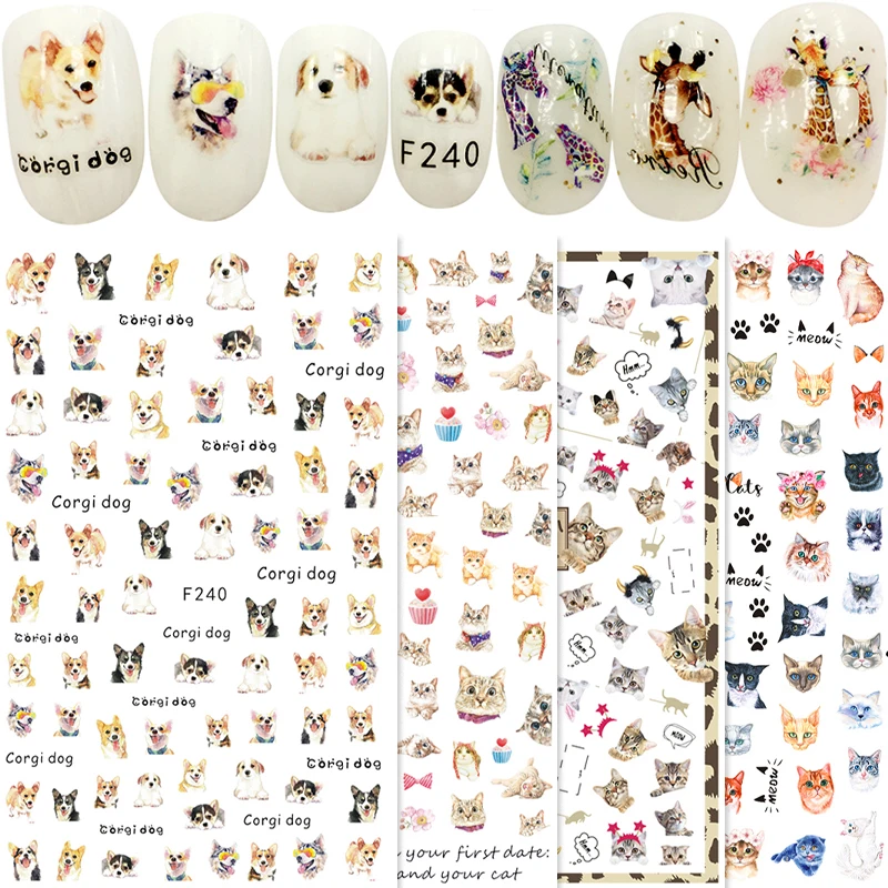 

Клейкая наклейка с милым мультяшным дизайном для дизайна ногтей, декоративная наклейка, ультратонкая наклейка с изображением животных и ко...