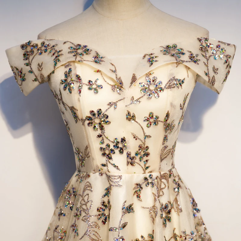 

Вечерние платья-трапеции с вырезом лодочкой и блестящими узорами, вырезом лодочкой и короткими рукавами, деловое платье большого размера на заказ