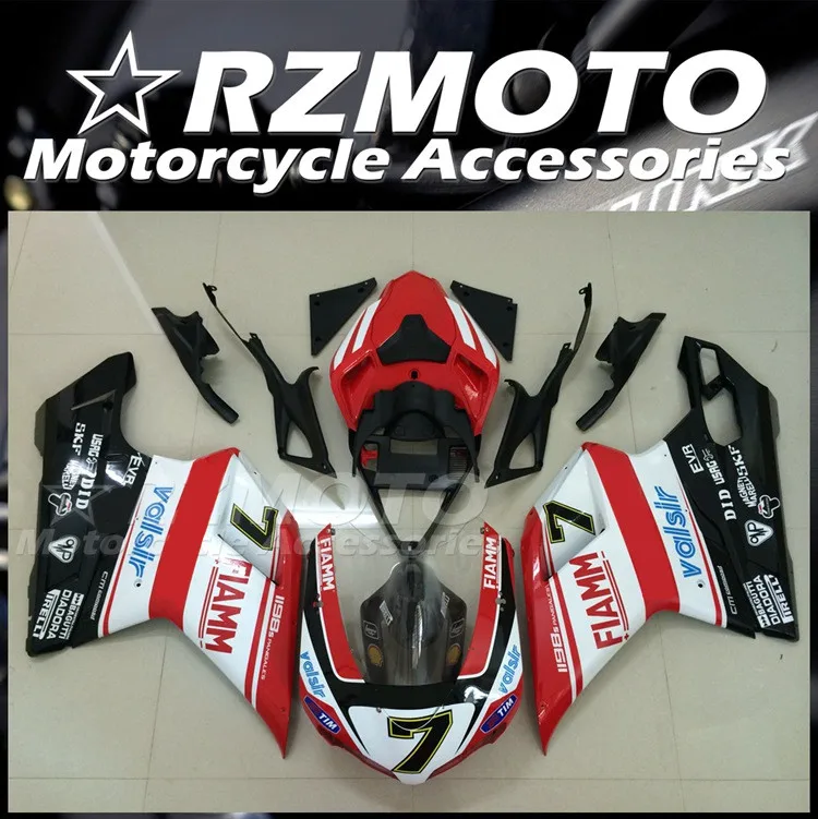 

4Gifts New ABS Motorcycle Fairings Kit Fit For Ducati 848 1098 1198 2007 2008 2009 2010 2011 2012 Bodywork Set Red 7