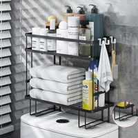 over toilet storage shelf 2 tier bathroom organizer free standing for paper towels shampoo with adhesive base and hooks