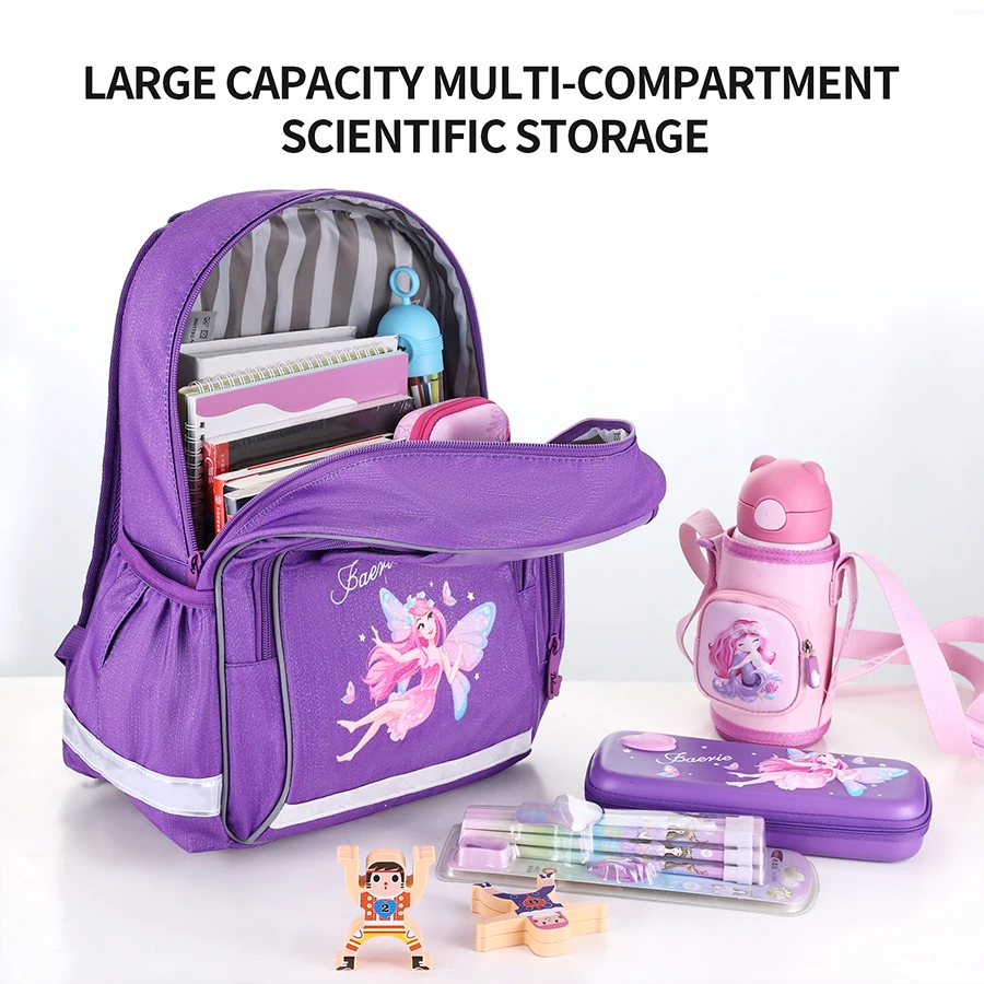 Kids Brand Beautiful Faerie Pattern School Bags for Girls Waterproof Backpack Primary Children 3D Orthopedic Schoolbag mochilas