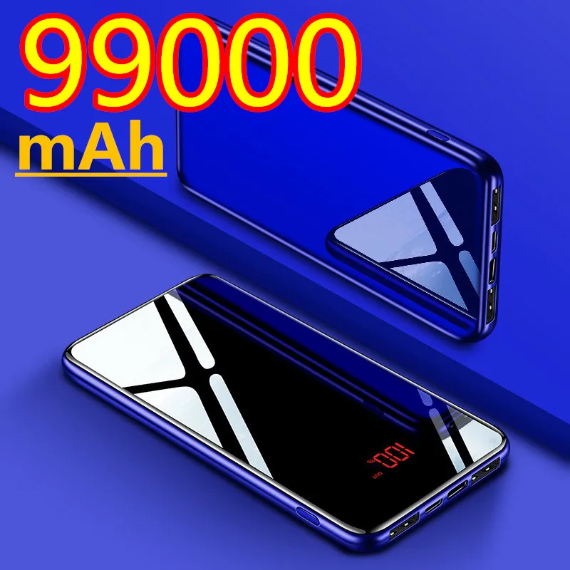 

99000mAh power bank portable dual USB charger power bank, suitable for iPhone 11 Pro Xiaomi mobile phone external battery charge