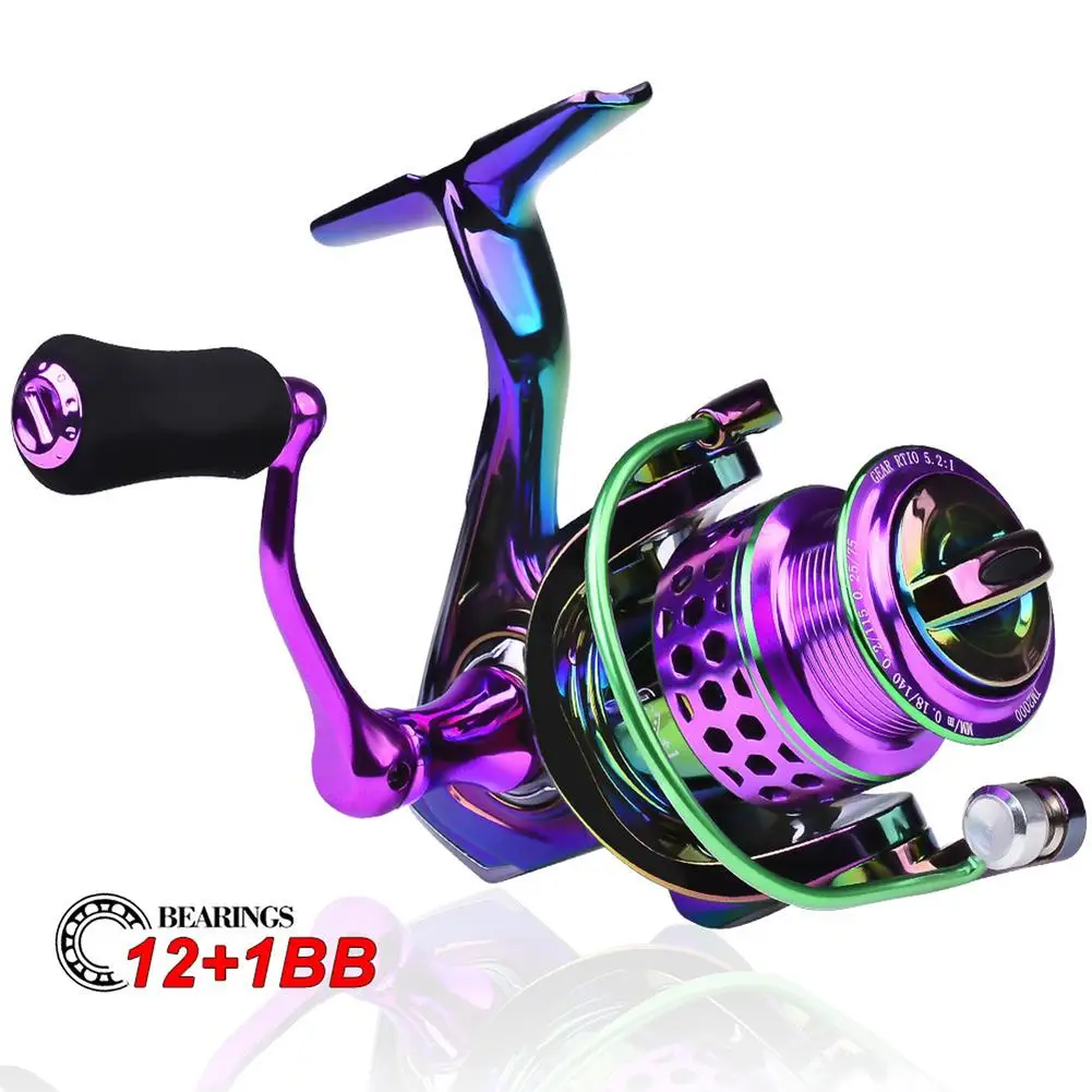 

Colorful Metal Spinning Fishing Reel Gear Ratio 5.2:1/5.1:1 Long Casting Fishing Tackle For Freshwater Saltwater