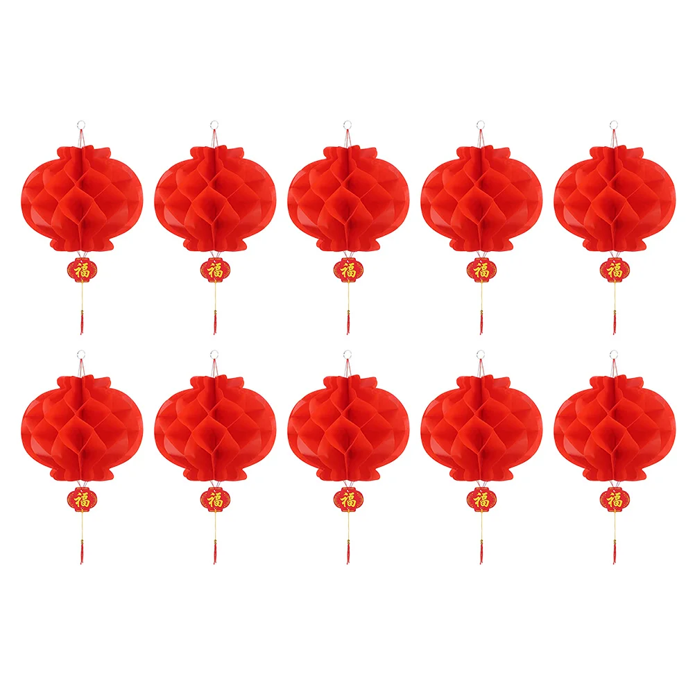 

Lanterns Chinese Festival Spring Lantern New Year Honeycomb Decorations Fu Stickers Red Oilpaper