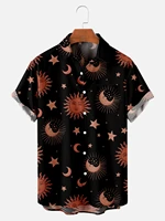 2022 new moon shirt hombre harajuku adult hawaiian shirt men short sleevedl oose star and moon pattern shirts beach tops t