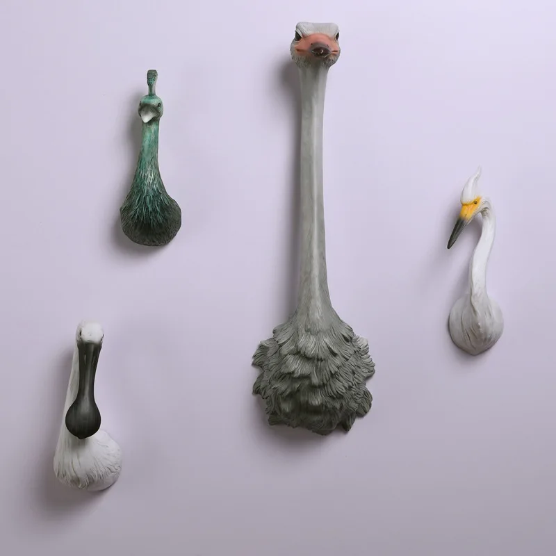 Искусственная скульптура животного настенное украшение для фона страусиная