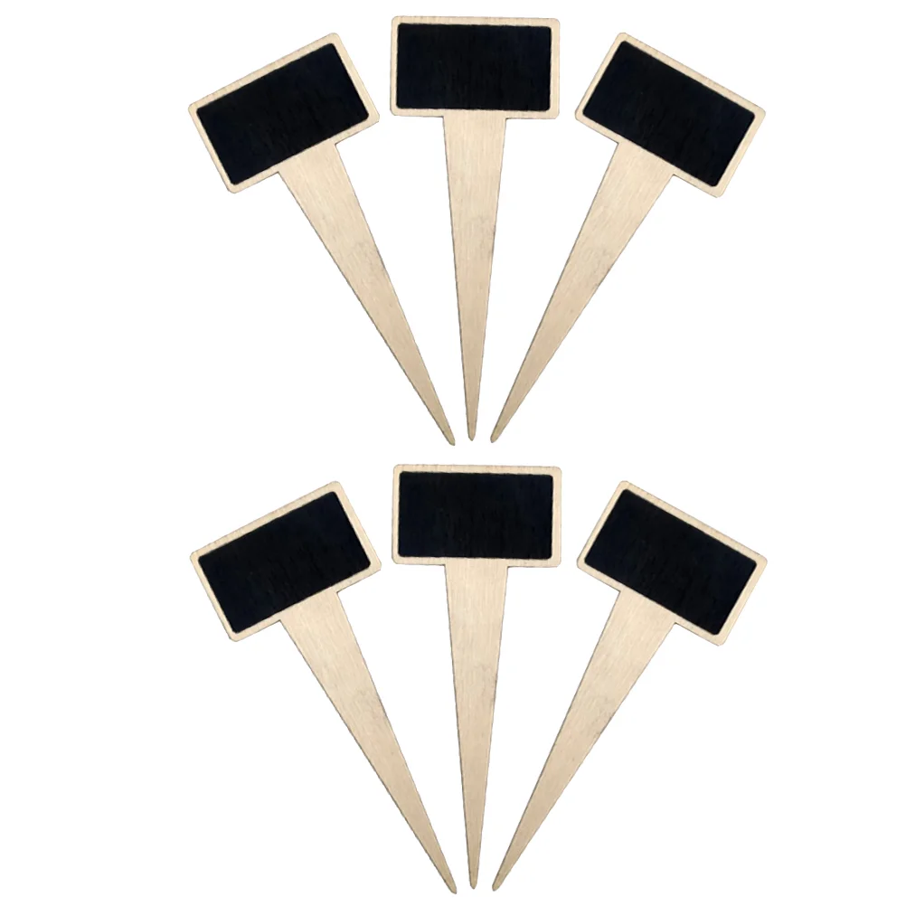 

6 Pcs Flower Decor Potted Chalkboard Sign Food Toppers Decorations Picks Message Garden Labels Wood