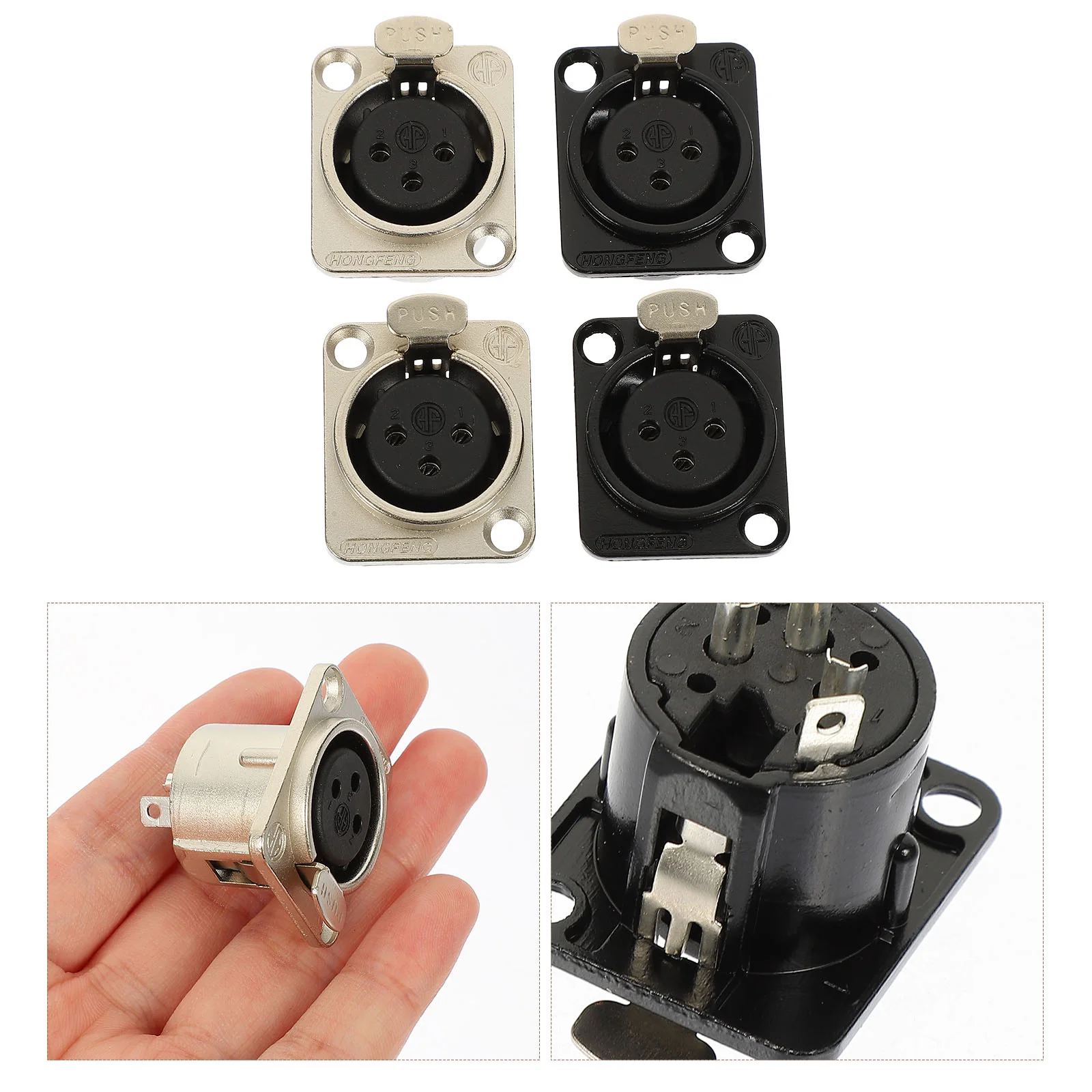 

Panel Xlr Mount Audio Female Speaker Connector Socket Jack 3 Connectors Sound Mounted Microphoneaccessory Adapter Metal Studio