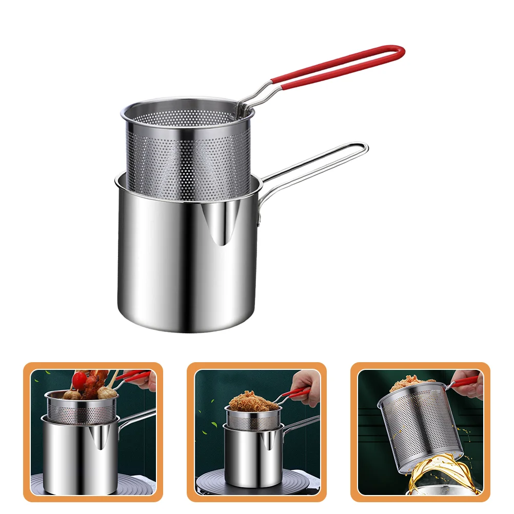 

Basket Fryer Pot Fry Deep Frying Foodstainless Pan Chips Steel Strainer French Onion Japanese Turkey Pasta Mini Mesh Wirering