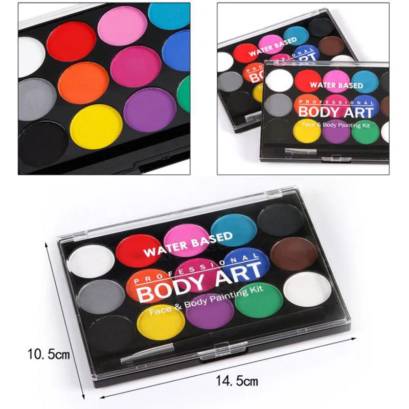 

15 Colors Face Body Painting Non Toxic Safe Water Paint Oil with Brush Christmas Halloween Makeup Party Tools