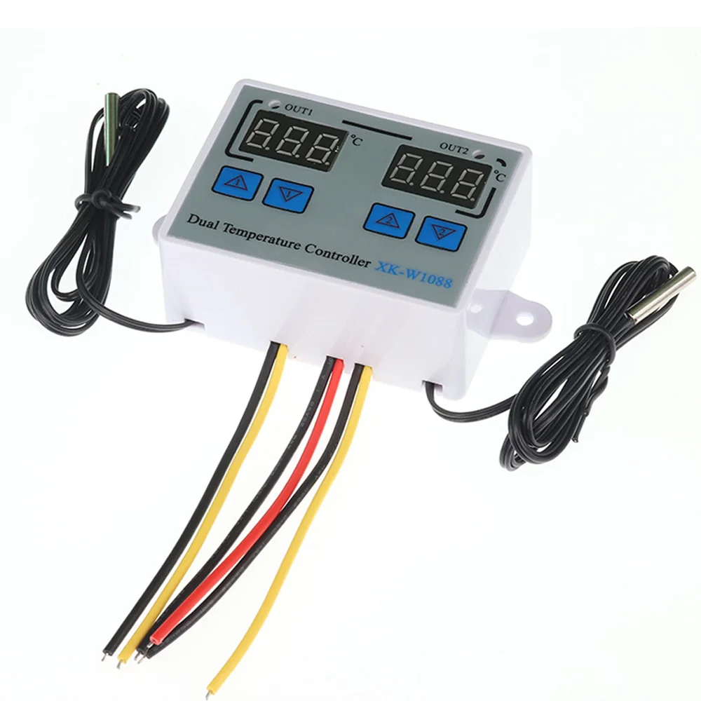 W1088 двойной светодиодный цифровой регулируемый термостат измеритель