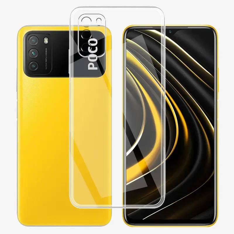 Чехол для Xiaomi Poco M3 Pro 5G прозрачные силиконовые мягкие ТПУ чехлы телефонов задняя
