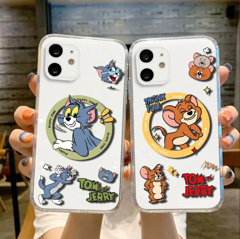 Мягкий силиконовый чехол для телефона B15 Tom and Jerry iPhone 16 15 14 Plus 13 12 11 X XS XR Pro Max Mini 8 7